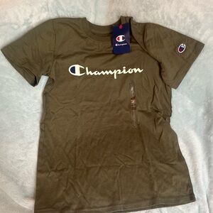 Champion Dark Olive Tee with Logo